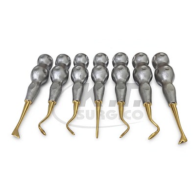 7 PCS Dental Luxating Root Elevators Set – Gold Tip Dental Instruments