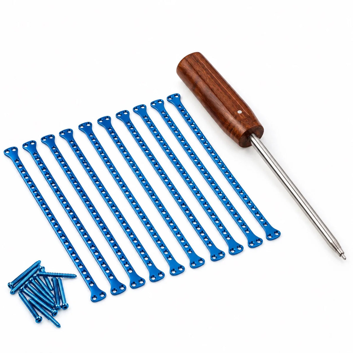 10-Piece 1.5mm Double T-Head Locking Veterinary Plate Set – Stainless Steel Orthopedic Implants for Bone Fracture Repair