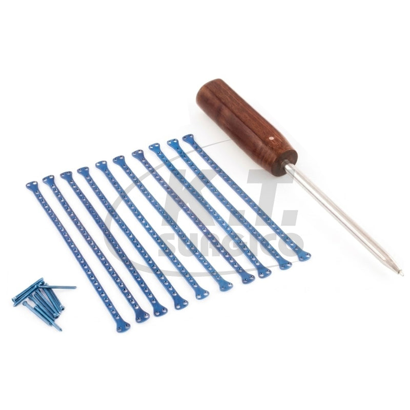 10-Piece 1.5mm Double T-Head Locking Veterinary Plate Set – Stainless Steel Orthopedic Implants for Bone Fracture Repair