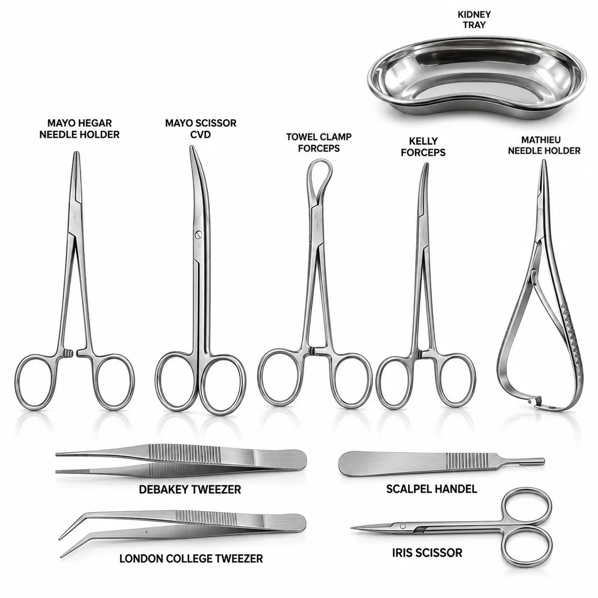 10-piece stainless steel minor surgery instrument set