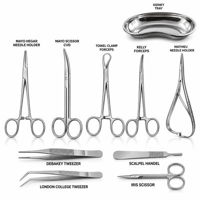 10-Piece Minor Surgery Instrument Set – Stainless Steel Surgical Instruments for Minor Surgical Procedures