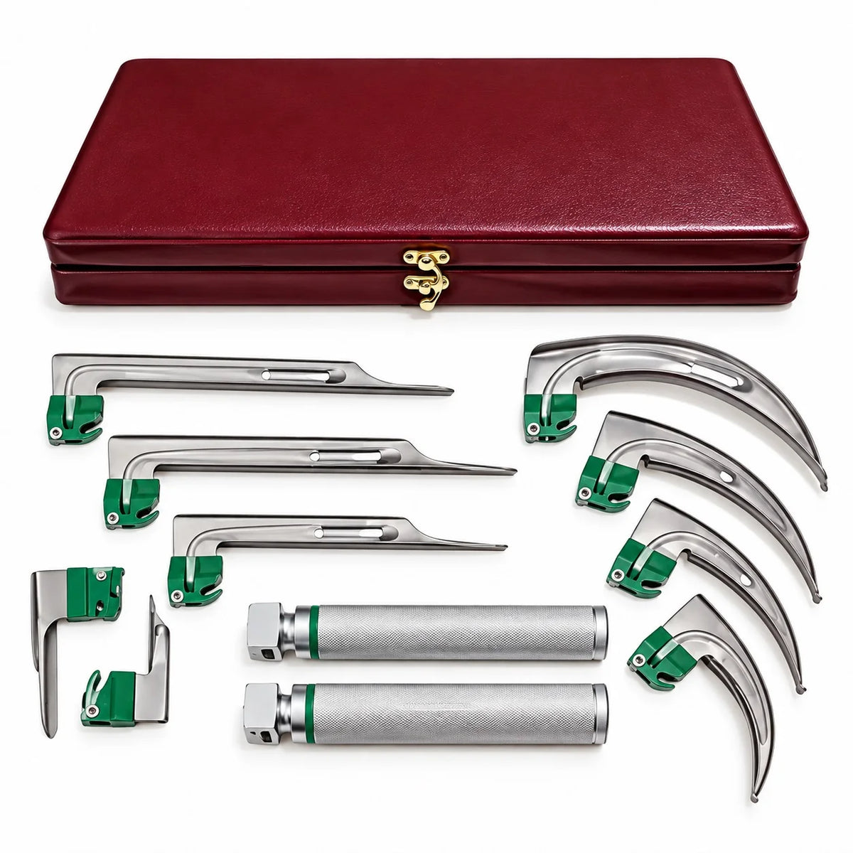 Fiberoptic laryngoscope set for anesthesia and airway procedures