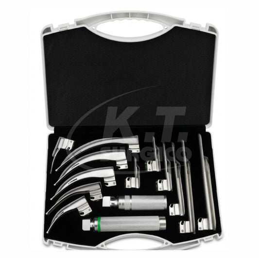 Stainless Steel Fiber Optic Laryngoscope Set for ENT Airway Procedures