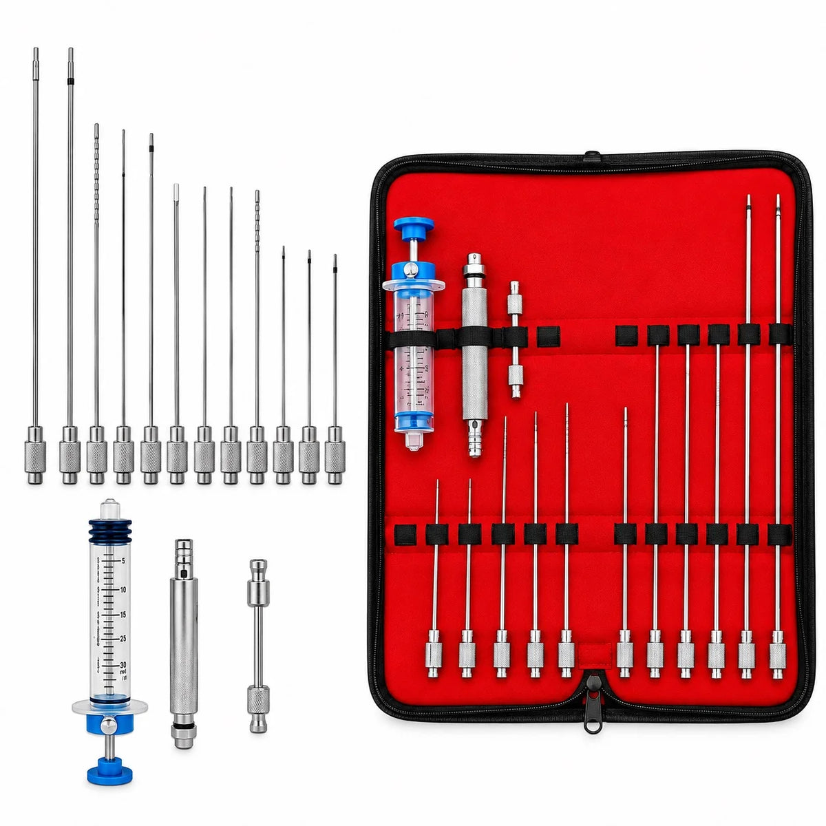 12-Piece Liposuction Cannula Set – Stainless Steel Surgical Instruments
