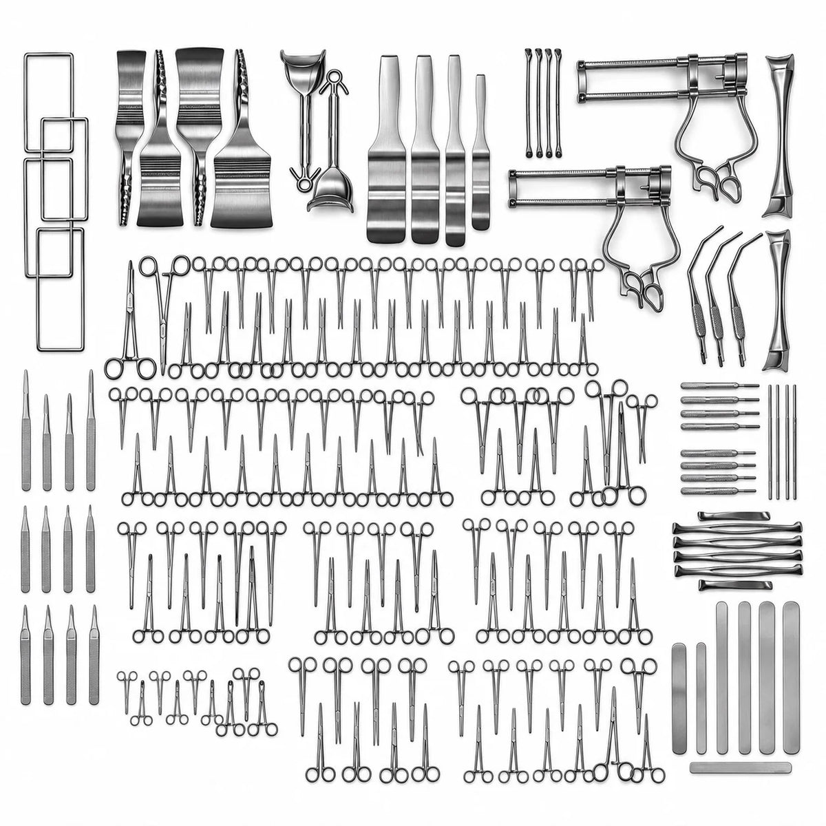 197-piece stainless steel laparotomy instrument set for abdominal surgery