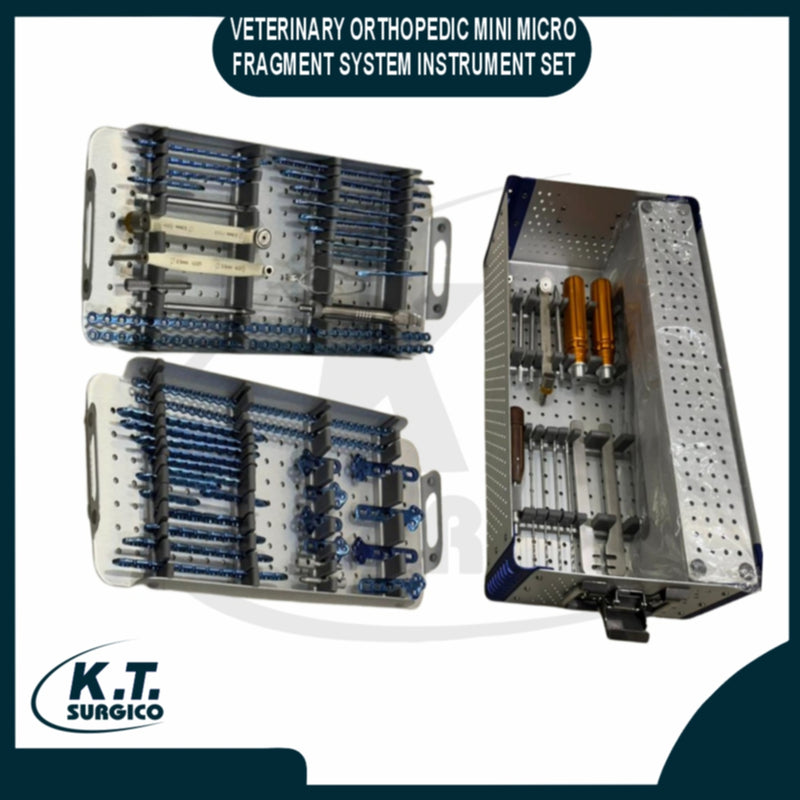 Complete veterinary orthopedic mini micro fragment instrument and screw set for small animals