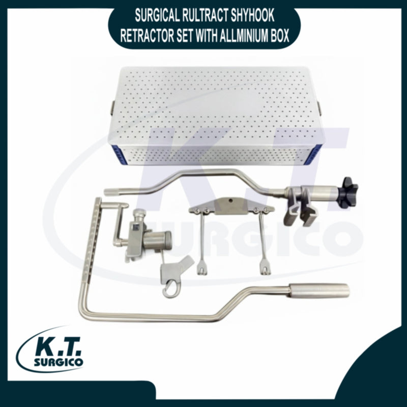 Surgical Rultract Skyhook retractor set organized inside a premium aluminum box.