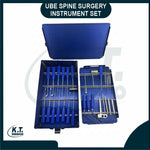 Complete UBE spine surgery instrument set for unilateral biportal endoscopic procedures.