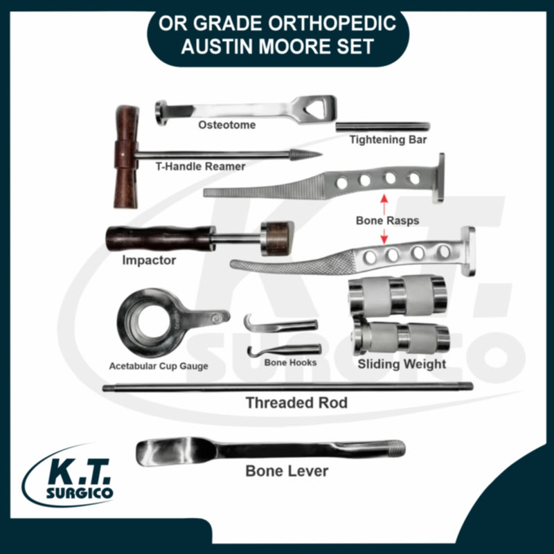 OR Grade Orthopedic Austin Moore Set 14 Pieces for Hip Arthroplasty Surgery