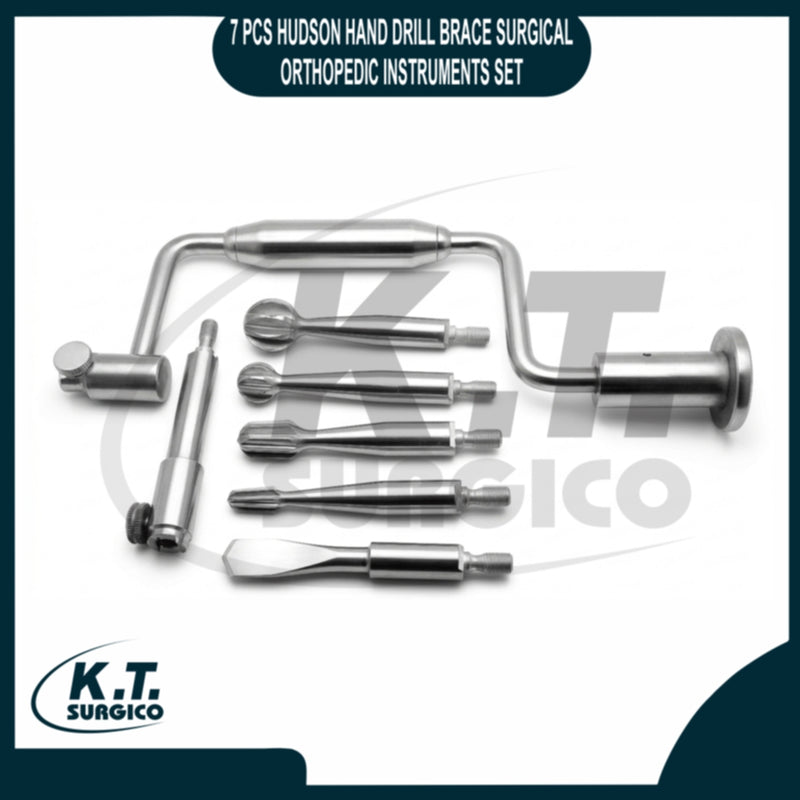 7 Pcs Hudson Hand Drill Brace Set Orthopedic Surgical Instruments – Stainless Steel Bone Drill Kit