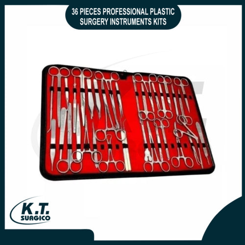 Ultra-sharp delicate plastic surgery dissecting scissors and fine micro-forceps.