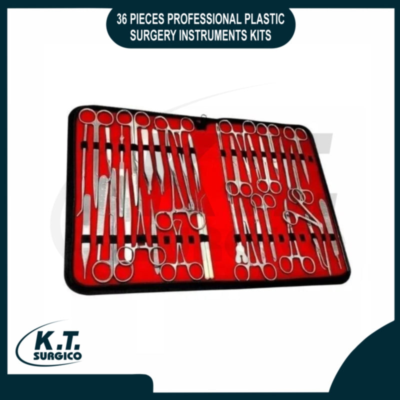 Ultra-sharp delicate plastic surgery dissecting scissors and fine micro-forceps.