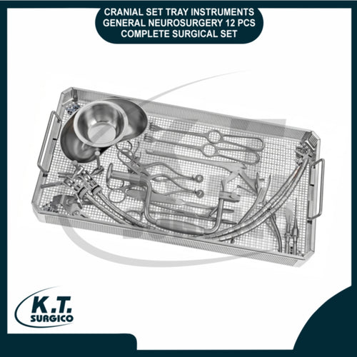 12 piece cranial set tray instruments for general neurosurgery and craniotomies made of premium stainless steel