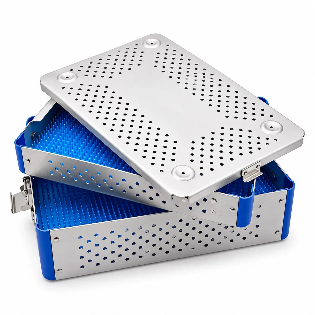 2-Layer Aluminum Sterilization Tray Case for Surgical Instrument Storage and Sterilization