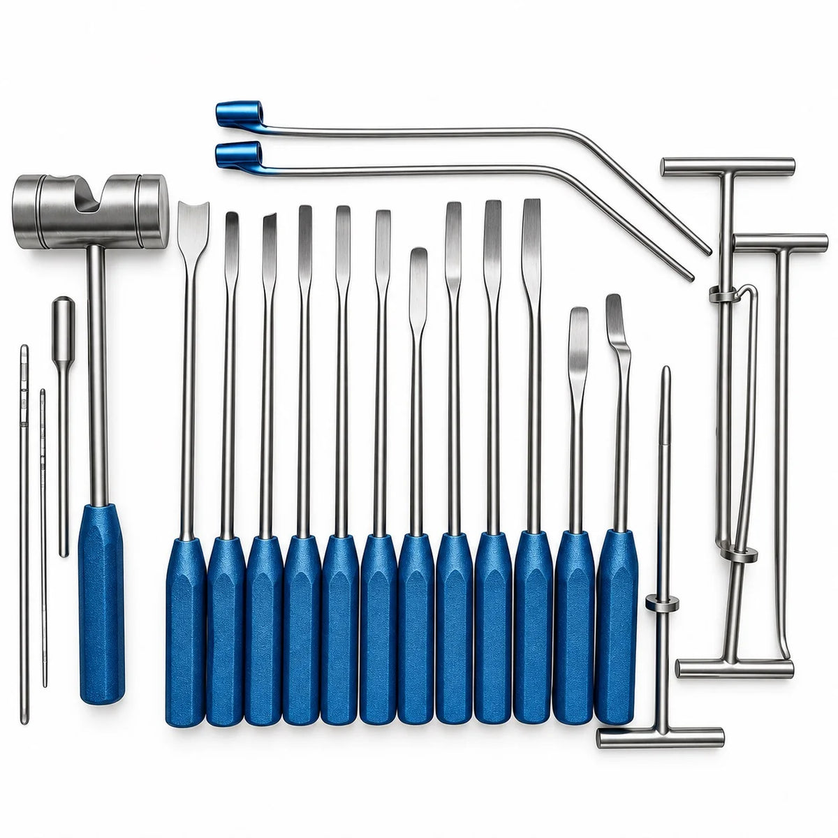 22-Piece Titanium Bone Cement Removal Instrument Set for Orthopedic Revision