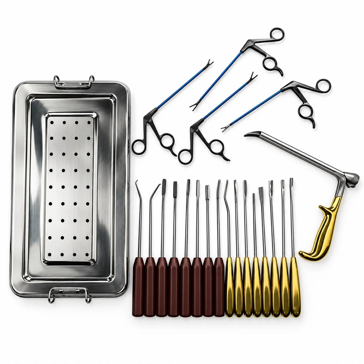 22-Piece German Stainless Steel Endoscopic Face Lift Instrument Set