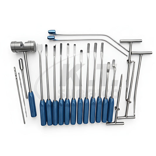 22 Piece Titanium Bone Cement Removal Instrument Set for Orthopedic Implant Revision