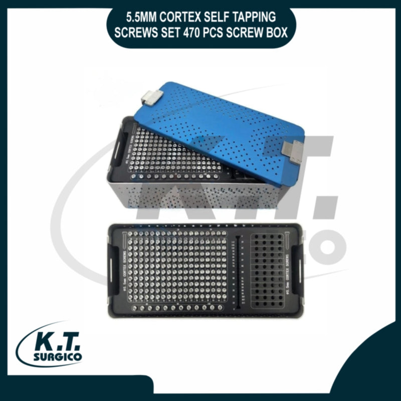 5.5mm Cortex Self Tapping Screws Set 470 Pcs with Screw Box – Orthopedic Surgical Implants System