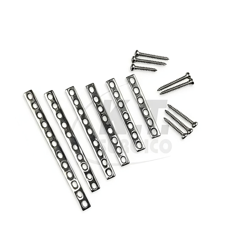 50-Piece Small DCP Plate & 3.5mm Cortical Screw Set – Stainless Steel Orthopedic Implants for Bone Fracture Fixation