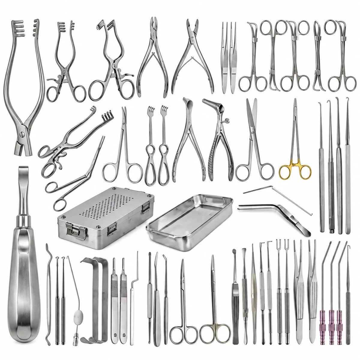 54-piece mastoidectomy instrument set for ENT ear surgery