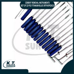 cement removal instruments set 22 pcs titanium blue 