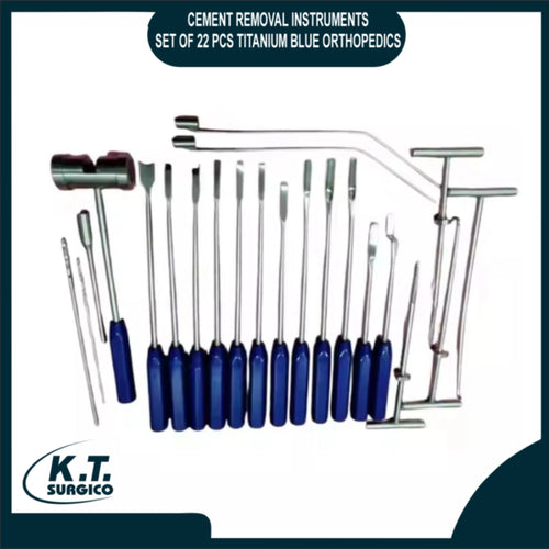 cement removal instruments set 22 pcs titanium blue