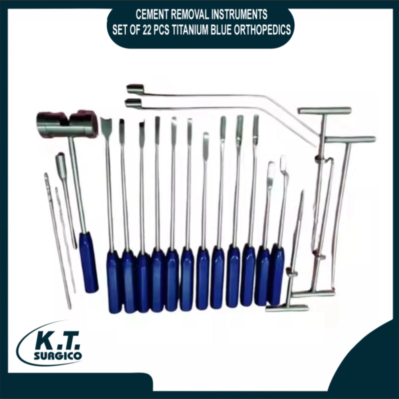 Cement Removal Instruments Set 22 Pcs Titanium Blue